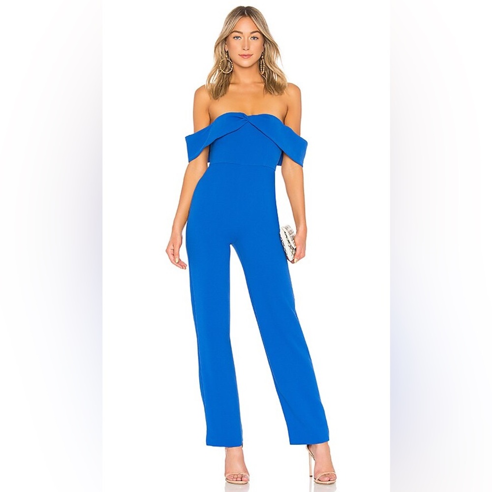 NWT Lovers + Friends Danica Off The Shoulder Jumpsuit in Cerulean Blue